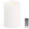 imageLuminara Flameless Slim Pillar Candle Flickering Real Flame Effect Melted Edge Smooth Wax Unscented White Real Wax LED Battery OperatedWhite