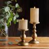 imageLuminara Metallic Embossed Pillar Champagne Flameless LED Candle 325quot x 65quot Battery Operated Real Flame Technology wTimer Function Paraffin WaxChampagne