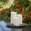 imageLuminara Outdoor Flameless LED Ivory Candle Melted Edge 375quot x 5quot Real Moving Flame Battery Operated Timer Plastic WeatherResistant9inch