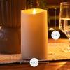 imageLuminara Outdoor Flameless LED Ivory Candle Melted Edge 375quot x 5quot Real Moving Flame Battery Operated Timer Plastic WeatherResistantColor Changing 7inch