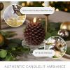 imageLuminara Realistic Artificial Moving Flame Pine cone Flameless LED Candle  White 3quot x 45quotBrown