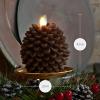 imageLuminara Realistic Artificial Moving Flame Pine cone Flameless LED Candle  White 3quot x 45quotBrown