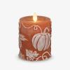 imageLuminara Embossed White Pinecone Flameless LED Candle Pillar 3quot x 65quot  with Recessed Edge Unscented Real Wax LED Battery Operated Candle LightsOrange
