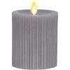imageLuminara Metallic Embossed Pillar Champagne Flameless LED Candle 325quot x 65quot Battery Operated Real Flame Technology wTimer Function Paraffin WaxGray