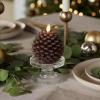 imageLuminara Realistic Artificial Moving Flame Pine cone Flameless LED Candle  White 3quot x 45quotBrown