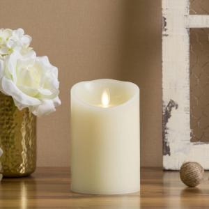 imageLuminara  Flameless LED Battery Operated Flickering Pillar Candles  White  Pack of 13x45  Realistic Moving Flame Real Wax IndoorOutdoor DecorIvory