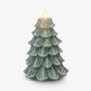 imageLuminara Christmas Tree Flameless LED Candle White Swan 47quot x 65quot Moving Flame Battery Operated Timer Holiday Decor Glitter Snow Finish SafeIceberg Green