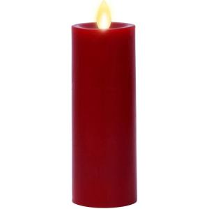 imageLuminara Classic Slim Flameless LED Candle White 2quot x 79quot Battery Operated Moving Flame Pillar wTimer Safe Realistic Wax Candle Home DecorRed