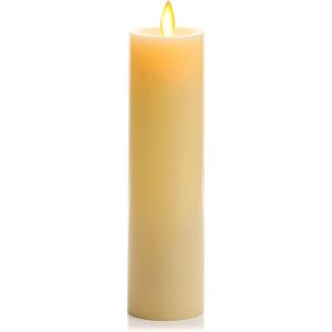 imageLuminara Classic Slim Flameless LED Candle White 2quot x 79quot Battery Operated Moving Flame Pillar wTimer Safe Realistic Wax Candle Home DecorYellow