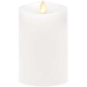 imageLuminara Flameless Slim Pillar Candle Flickering Real Flame Effect Melted Edge Smooth Wax Unscented White Real Wax LED Battery OperatedWhite