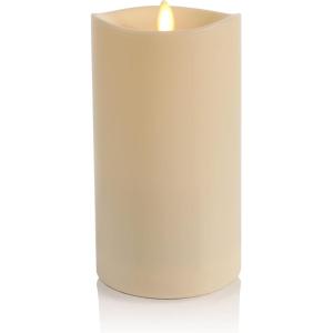 imageLuminara Outdoor Flameless LED Ivory Candle Melted Edge 375quot x 5quot Real Moving Flame Battery Operated Timer Plastic WeatherResistant7inch