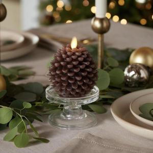 imageLuminara Realistic Artificial Moving Flame Pine cone Flameless LED Candle  White 3quot x 45quotBrown