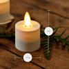 imageLuminara Moving Flame LED Flameless Tealight 14quot x 2quot Remote Ready Battery Operated Plastic LED Flameless Tea Light  Smooth Matte  Pearl Ivory 2Pack WhitePearl Ivory
