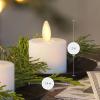 imageLuminara Moving Flame LED Flameless Tealight 14quot x 2quot Remote Ready Battery Operated Plastic LED Flameless Tea Light  Smooth Matte  Pearl Ivory 2Pack WhiteWhite
