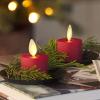 imageLuminara Moving Flame LED Flameless Tealight 14quot x 2quot Remote Ready Battery Operated Plastic LED Flameless Tea Light  Smooth Matte  Pearl Ivory 2Pack WhiteBurgundy