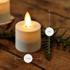 imageLuminara Moving Flame LED Flameless Tealight 14quot x 2quot Remote Ready Battery Operated Plastic LED Flameless Tea Light  Smooth Matte  Pearl Ivory 2Pack WhiteWhite