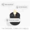 imageLuminara Moving Flame LED Flameless Tealight 14quot x 2quot Remote Ready Battery Operated Plastic LED Flameless Tea Light  Smooth Matte  Pearl Ivory 2Pack WhiteBlack