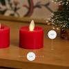 imageLuminara Moving Flame LED Flameless Tealight 14quot x 2quot Remote Ready Battery Operated Plastic LED Flameless Tea Light  Smooth Matte  Pearl Ivory 2Pack WhiteHoliday Red