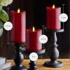imageLuminara Realistic Flameless LED Candle White Set of 3 Battery Operated with Remote Control Moving Flame Pillar Timer Funtion Melted Top SafeBurgundy