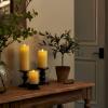 imageLuminara Realistic Flameless LED Candle White Set of 3 Battery Operated with Remote Control Moving Flame Pillar Timer Funtion Melted Top SafeIvory