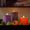 imageLuminara Realistic Flameless LED Candle White Set of 3 Battery Operated with Remote Control Moving Flame Pillar Timer Funtion Melted Top SafeMulticolor