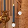 imageLuminara Set of 2 Moving Flame LED Taper 1x975 Flameless Candle Melted Edge Smooth Wax Unscented WhiteBlue
