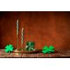 imageLuminara Set of 2 Moving Flame LED Taper 1x975 Flameless Candle Melted Edge Smooth Wax Unscented WhiteCandy Cane Green