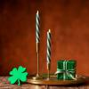 imageLuminara Set of 2 Moving Flame LED Taper 1x975 Flameless Candle Melted Edge Smooth Wax Unscented WhiteCandy Cane Green