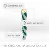 imageLuminara Set of 2 Moving Flame LED Taper 1x975 Flameless Candle Melted Edge Smooth Wax Unscented WhiteCandy Cane Green