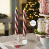imageLuminara Set of 2 Moving Flame LED Taper 1x975 Flameless Candle Melted Edge Smooth Wax Unscented WhiteCandy Cane Red