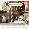 imageLuminara Set of 2 Moving Flame LED Taper 1x975 Flameless Candle Melted Edge Smooth Wax Unscented WhiteCandy Cane Red