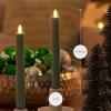 imageLuminara Set of 2 Moving Flame LED Taper 1x975 Flameless Candle Melted Edge Smooth Wax Unscented WhiteIceberg Green