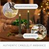 imageLuminara Set of 2 Moving Flame LED Taper 1x975 Flameless Candle Melted Edge Smooth Wax Unscented WhiteIceberg Green