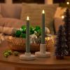 imageLuminara Set of 2 Moving Flame LED Taper 1x975 Flameless Candle Melted Edge Smooth Wax Unscented WhiteIceberg Green