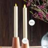 imageLuminara Set of 2 Moving Flame LED Taper 1x975 Flameless Candle Melted Edge Smooth Wax Unscented WhiteIvory