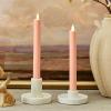 imageLuminara Set of 2 Moving Flame LED Taper 1x975 Flameless Candle Melted Edge Smooth Wax Unscented WhiteMellow Peach