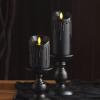 imageLuminara Wax Drip Flameless LED Candle White 3quot x 65quot Timer Function Real Wax Pillar Battery Operated Unscented Safe LongLastingBlack