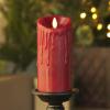 imageLuminara Wax Drip Flameless LED Candle White 3quot x 65quot Timer Function Real Wax Pillar Battery Operated Unscented Safe LongLastingRed