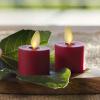 imageLuminara Moving Flame LED Flameless Tealight 14quot x 2quot Remote Ready Battery Operated Plastic LED Flameless Tea Light  Smooth Matte  Pearl Ivory 2Pack WhiteBurgundy