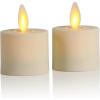 imageLuminara Moving Flame LED Flameless Tealight 14quot x 2quot Remote Ready Battery Operated Plastic LED Flameless Tea Light  Smooth Matte  Pearl Ivory 2Pack WhitePearl Ivory