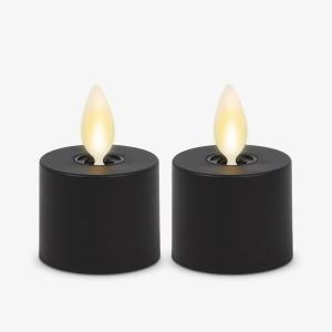 imageLuminara Moving Flame LED Flameless Tealight 14quot x 2quot Remote Ready Battery Operated Plastic LED Flameless Tea Light  Smooth Matte  Pearl Ivory 2Pack WhiteBlack