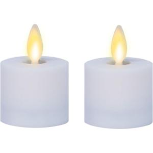 imageLuminara Moving Flame LED Flameless Tealight 14quot x 2quot Remote Ready Battery Operated Plastic LED Flameless Tea Light  Smooth Matte  Pearl Ivory 2Pack WhiteWhite