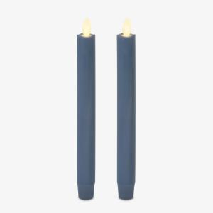 imageLuminara Set of 2 Moving Flame LED Taper 1x975 Flameless Candle Melted Edge Smooth Wax Unscented WhiteBlue