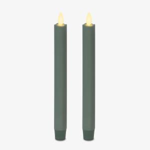 imageLuminara Set of 2 Moving Flame LED Taper 1x975 Flameless Candle Melted Edge Smooth Wax Unscented WhiteIceberg Green