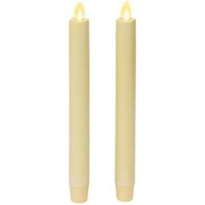 imageLuminara Set of 2 Moving Flame LED Taper 1x975 Flameless Candle Melted Edge Smooth Wax Unscented WhiteIvory