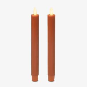 imageLuminara Set of 2 Moving Flame LED Taper 1x975 Flameless Candle Melted Edge Smooth Wax Unscented WhiteOrange