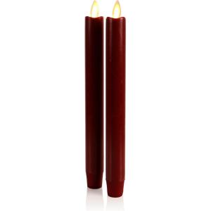 imageLuminara Set of 2 Moving Flame LED Taper 1x975 Flameless Candle Melted Edge Smooth Wax Unscented WhiteRed