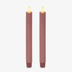 imageLuminara Set of 2 Moving Flame LED Taper 1x975 Flameless Candle Melted Edge Smooth Wax Unscented WhiteRose Tan