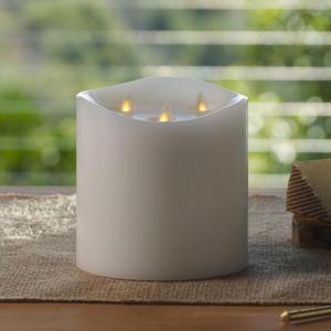 imageLuminara TriFlame Flameless LED Candle White 58quot x 57quot Moving Flame Real Wax Home Decor Battery Operated Emergency Light Religious Ceremony SafeWhite
