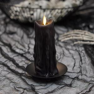 imageLuminara Wax Drip Flameless LED Candle White 3quot x 65quot Timer Function Real Wax Pillar Battery Operated Unscented Safe LongLastingBlack
